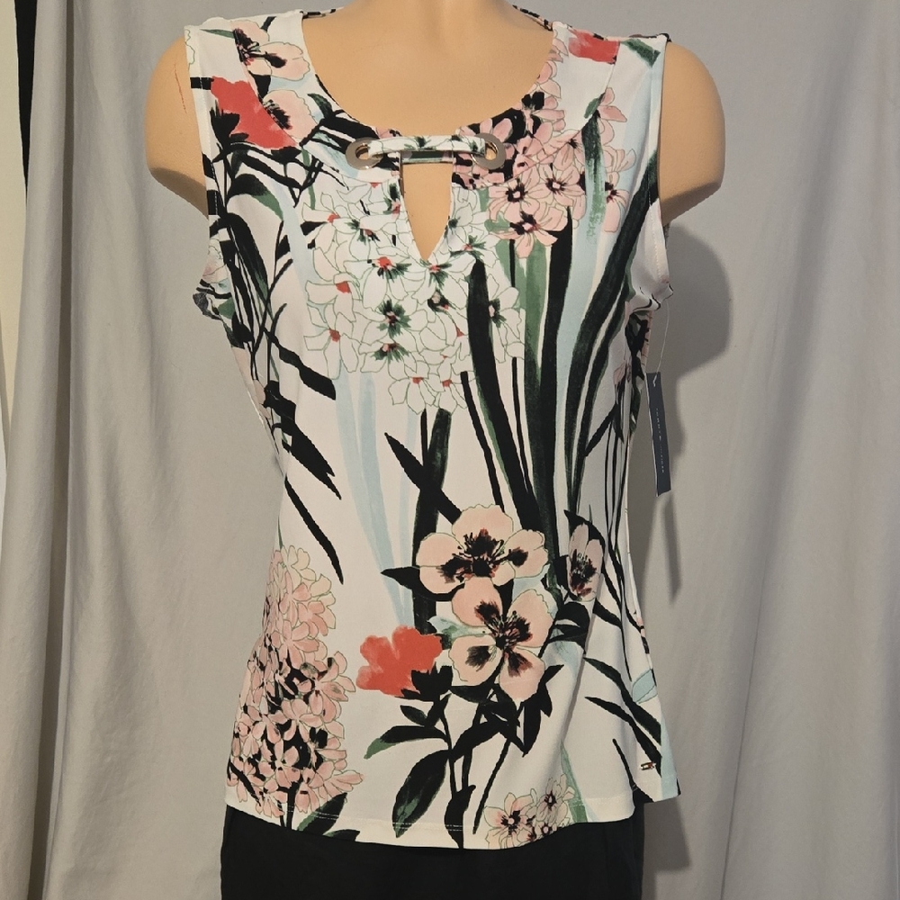 Tommy Hilfiger Sleeveless Keyhole Blouse, New
